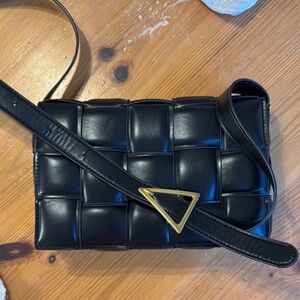 Black Woven Leather Bag